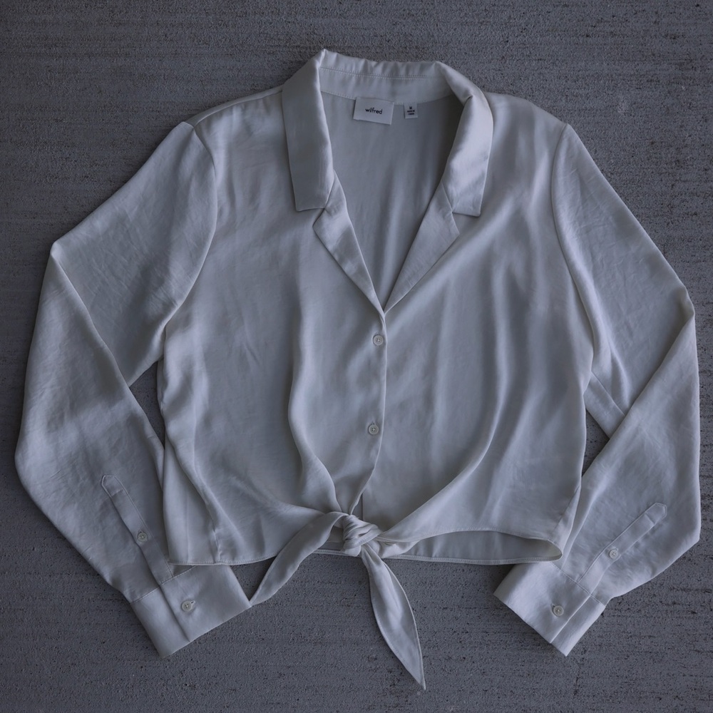 Wilfred Tie-Front Satin Top